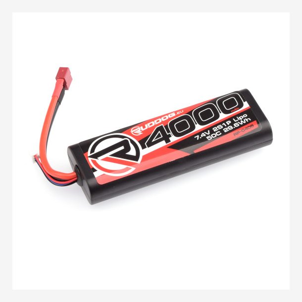 RUDDOG 4000mAh 50C 7.4V LiPo Round Stick Pack Battery with T-Style Plug